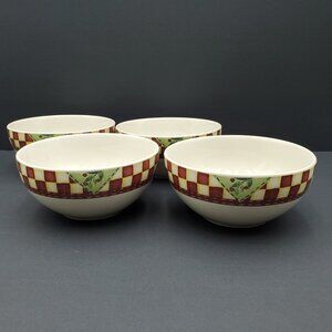 Thomson Pottery Country Home Soup Cereal Bowls Check Border Bowls
